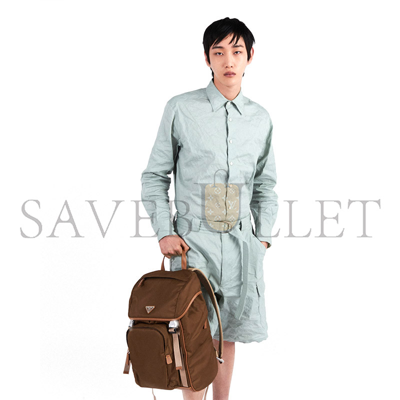 PRADA RE-NYLON AND LEATHER BACKPACK 2VZ135 F0594 (45*27*17cm)